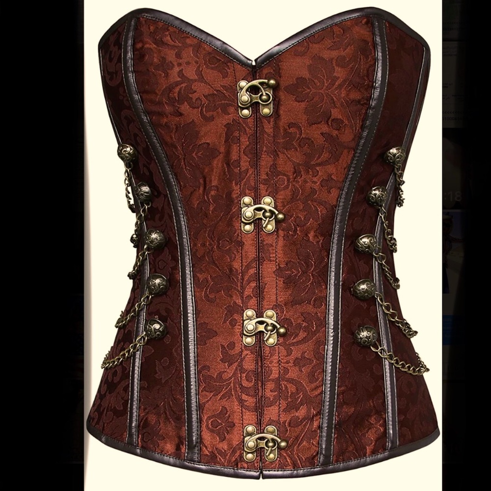 Stylish corset , brown  , size M/L adjustable leather, edge & antique hooks